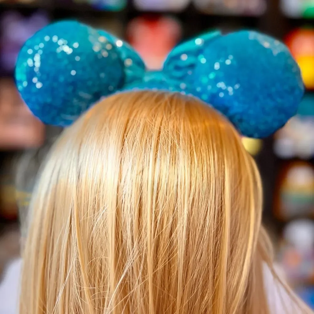 Minnie Mouse Sequin Ears Headband Aqua Blue Disney NWT